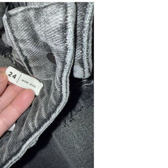 PacSun Vintage Washed Distressed High Rise Mom Jeans Black‎ Denim Ripped - Picture 4 of 4